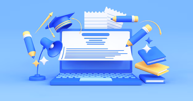 laptop online education concept blue background 3d render 975254 437